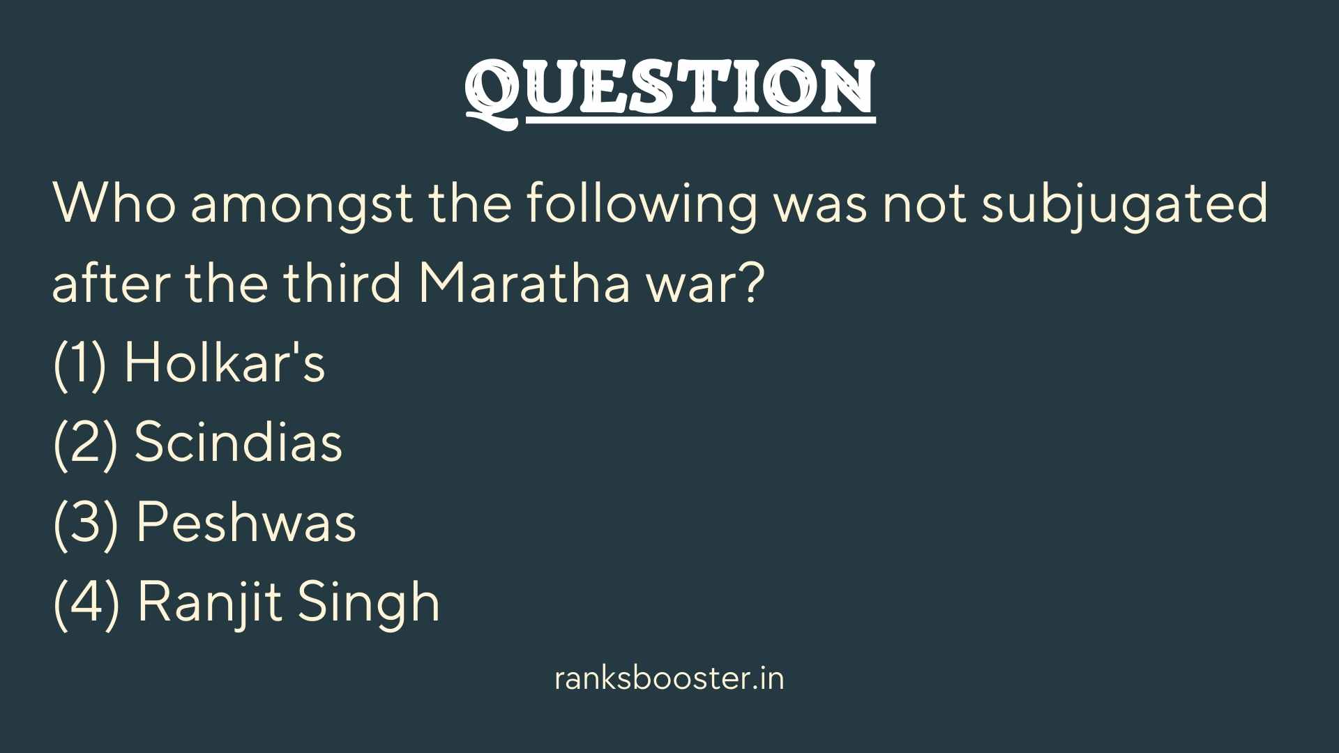 Who amongst the following was not subjugated after the third Maratha war?