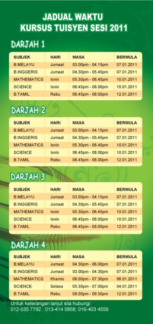 TUISYEN KAViNAA - Teman Sukses Anda: JADUAL TUISYEN 2011 