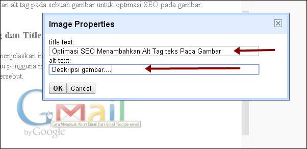 Optimasi SEO Menambahkan Alt Tag teks Pada Gambar