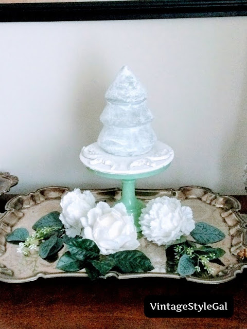 White tree on cake pedestal
