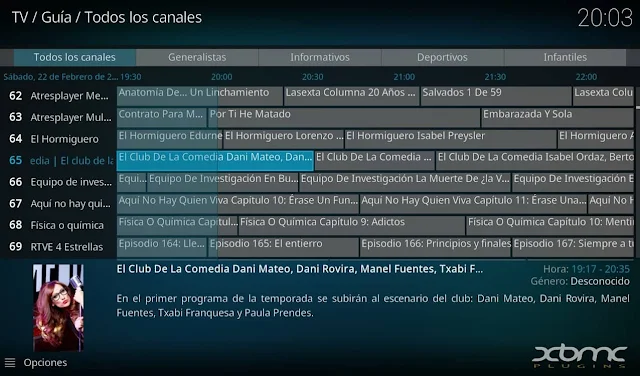 Guia EPG canales TDT España