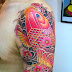 Floral Pink Fish Tattoo On Sleeve Forearm Hand