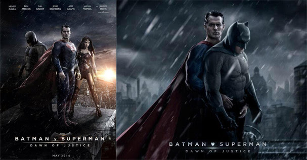 Batman v Superman poster comparison between real and parody