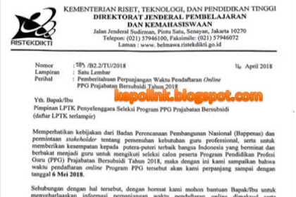 Perpanjangan Pendaftaran PPG Prajabatan Bersubsidi Tahun 2018 | Edaran Ristekdikti