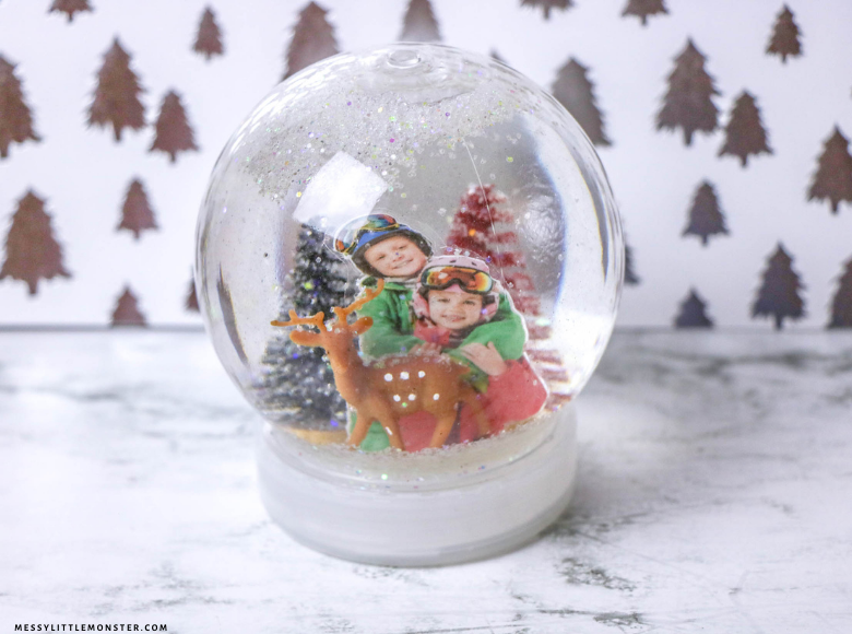 DIY snow globe with pictures snow craft for kids