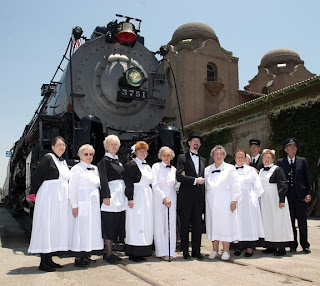 Former Harvey Girls dress in costume at a 2004 San Bernardino event