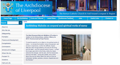 Screen-grab from the Archdiocese of Liverpool website; excerpt reporting the words of His Grace The Most Rev. Malcolm McMahon OP, Archbishop of Liverpool, marking the opening of the 2015/16 "Year of Mercy"