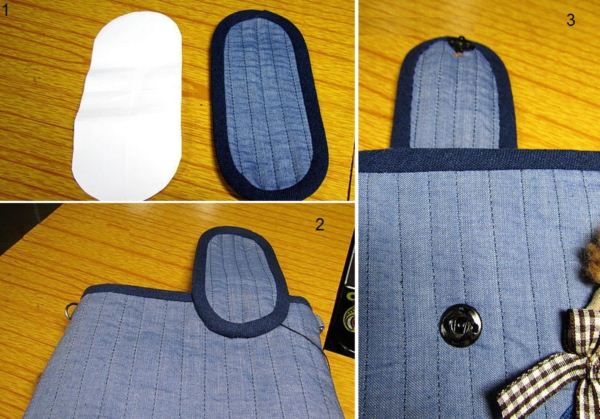 Bag strap denim quilting. DIY tutorial in pictures.  Джинсовая сумочка