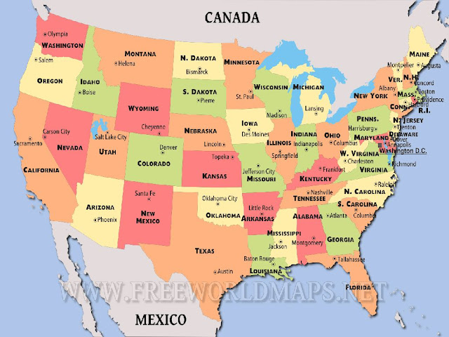 United States Of America States And Capitals Map