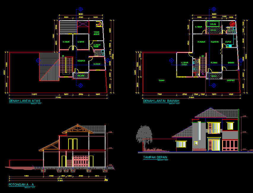 Desain Rumah  Minimalis  2 Lantai Autocad  Gambar  Foto Desain Rumah 
