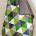 navy and green equilateral triangle quilt.