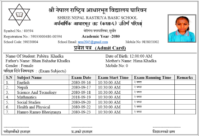 अर्धबार्षिक परिक्षा संचालन तथा नतिजा प्रकाशन || २०८०||