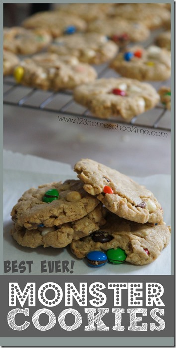 Best Monster Cookies Recipe - this cookie recipes is AMAZING! It tastes better than fancy store bought ones. Great recipes for kids snacks or for kids to help you make.