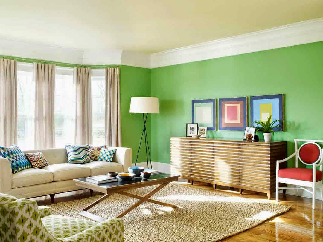 Kombinasi Warna Cerah Ruang Keluarga Rumah Minimalis