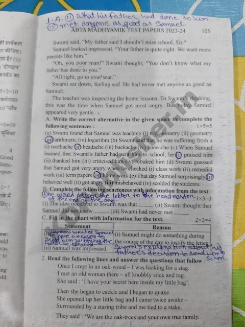 Madhyamik ABTA Test Paper 2024 English Page 104 Solved 2