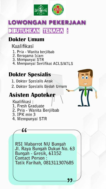 lowongna kerja asisten apoteker rsi mabarrot NU bungah