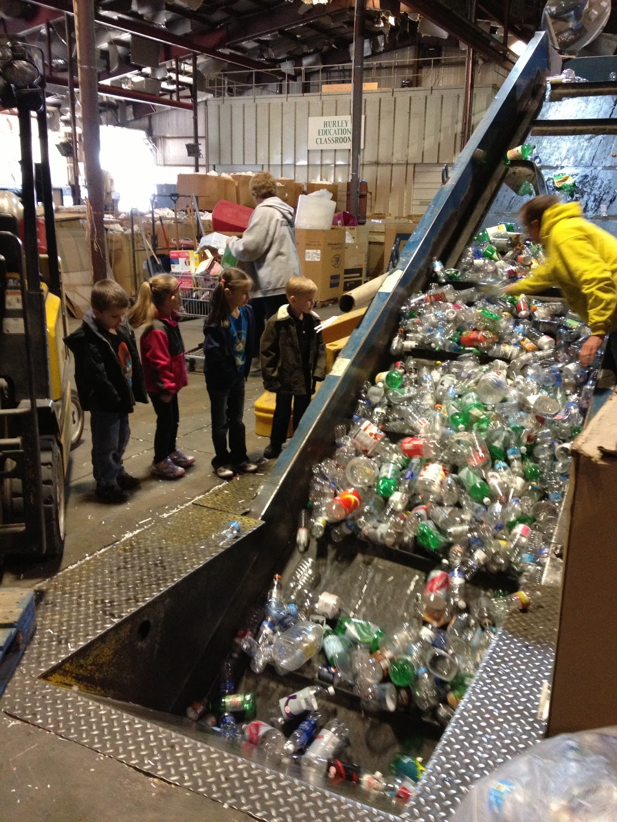 We even got to throw plastic into the machine and watch it get crushed ...