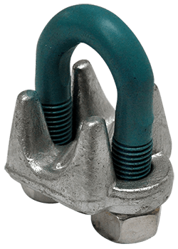 Wire Rope Clips are compliant with the EN 13411-5 Type B norm. The material of the clips is high tensile steel drop forged.  Available for wire rope sizes from ø 3 mm to ø 90 mm (1/8″ to 3 1/2″).