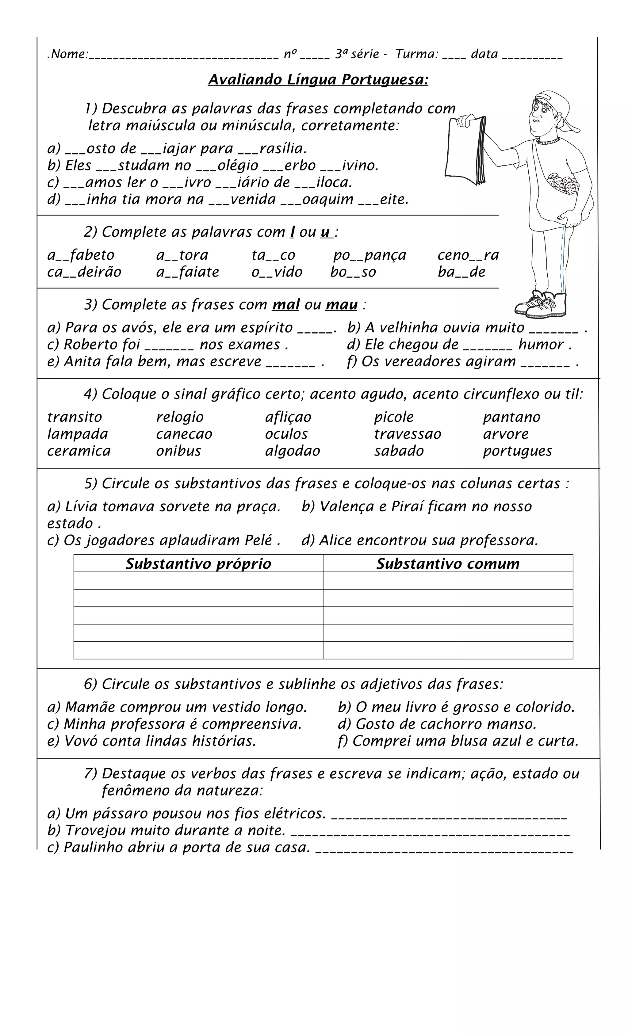 Atividades português 4 ano para imprimir pdf