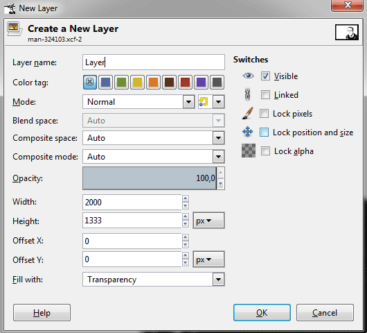 The New Layer dialog box.