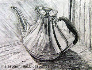 Shinny coffee pot-pencil drawing