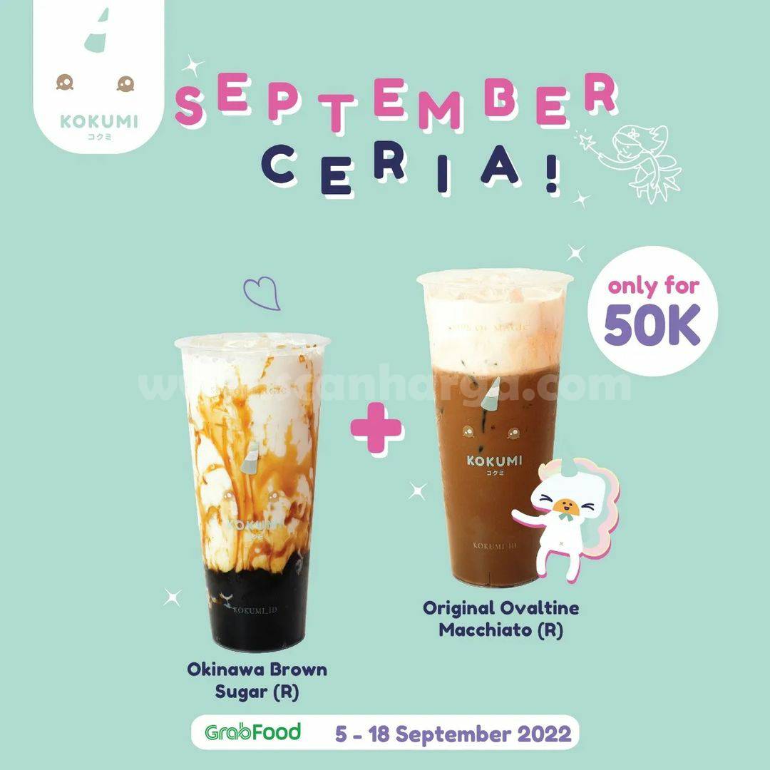 KOKUMI Promo September Ceria - 2 Cup Drink only 40K