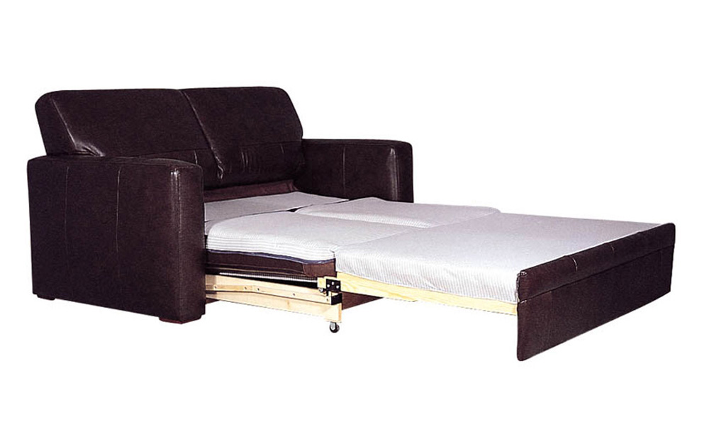 ... sofa bed with pull out mechanism quickly turns this two seater sofa