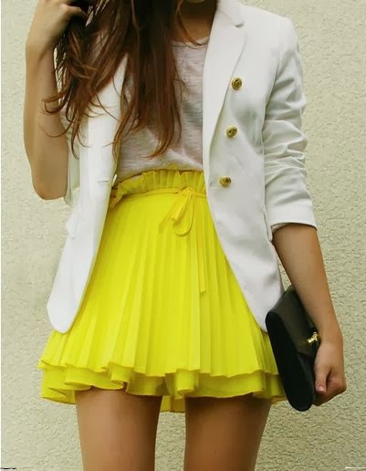 Stylish Yellow Skirt With White Coat