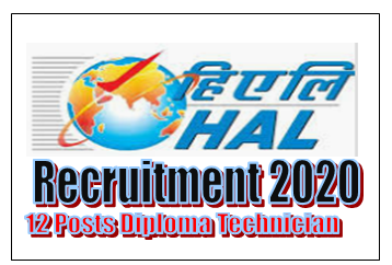 HAL Recruitment 2020(Diploma Technician)