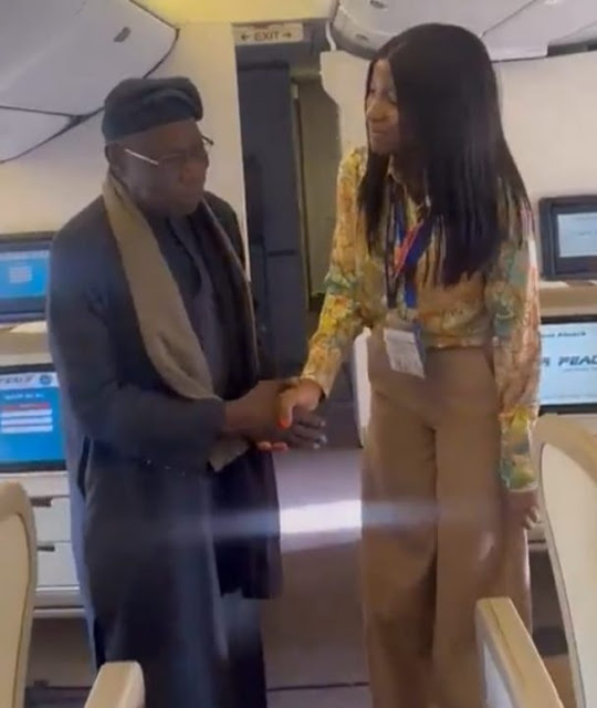 Lagos-to-London: Obasanjo Praises Air Peace, Meets With Owner’s Daughter (Photo)