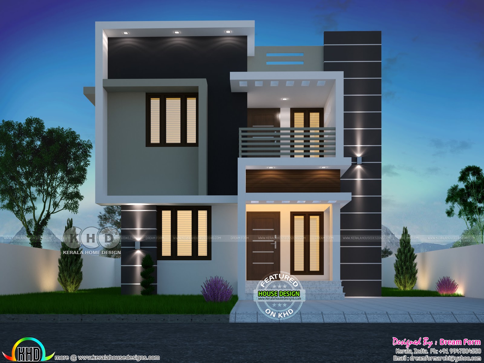  Small  box  model house  with 3 bedrooms Kerala home  design  