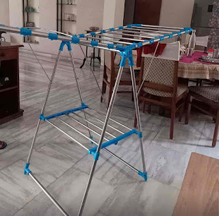 cloth drying rack made by Benevole is constructed with stainless steel.