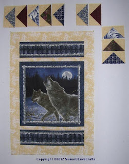 howling wolves panel quilt top in progress