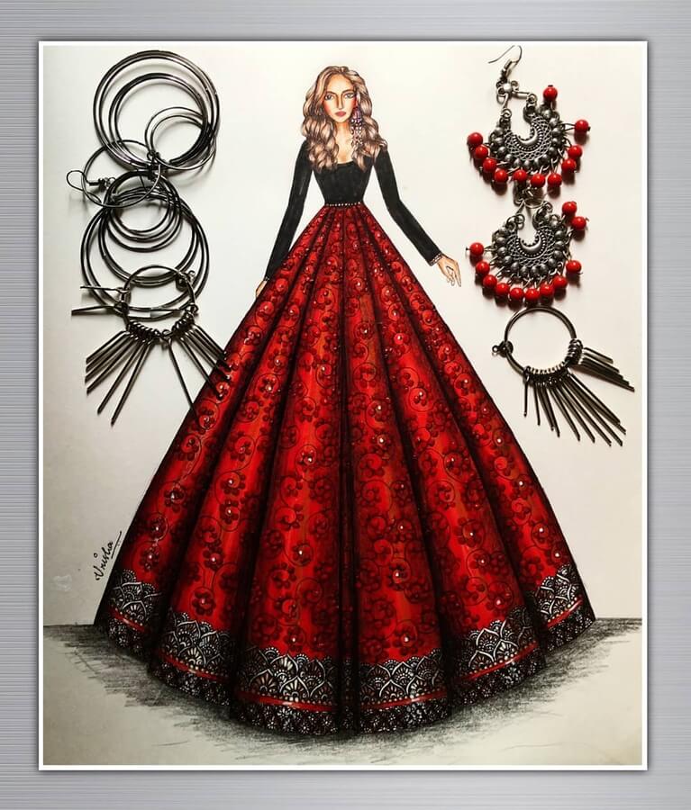 Fashion wedding dress art print – Lalana Arts
