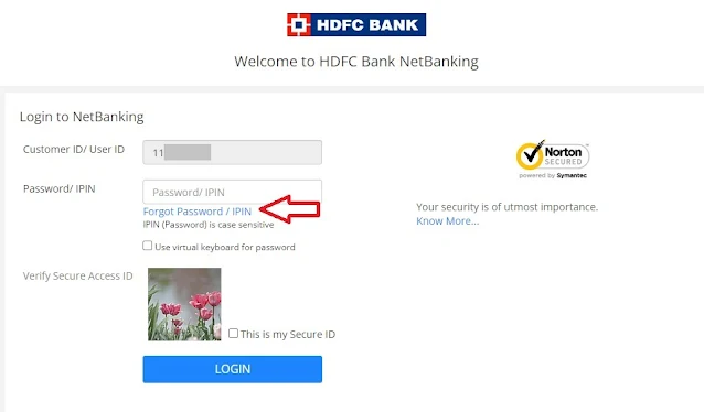 HDFC Netbanking Login Password
