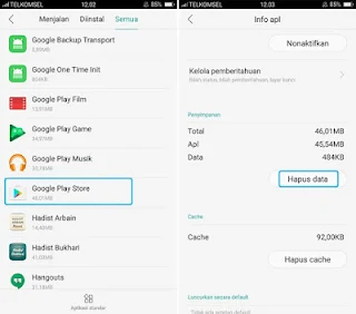 Hapus Cache dan Data Aplikasi