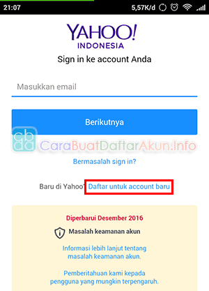 buat email yahoo lewat hp android