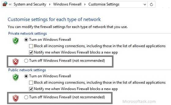 Windows Firewall disabling