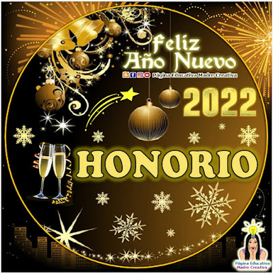 Nombre HONORIO por Año Nuevo 2022 - Cartelito hombre