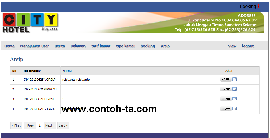 Contoh Invoice Kamar Hotel - Contoh M