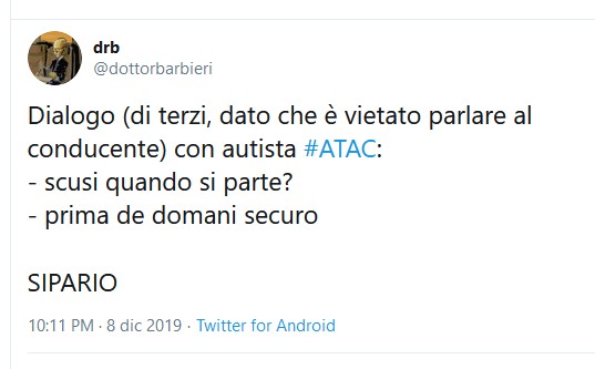 Situazione del trasporto pubblico di Roma di lunedì 9 dicembre