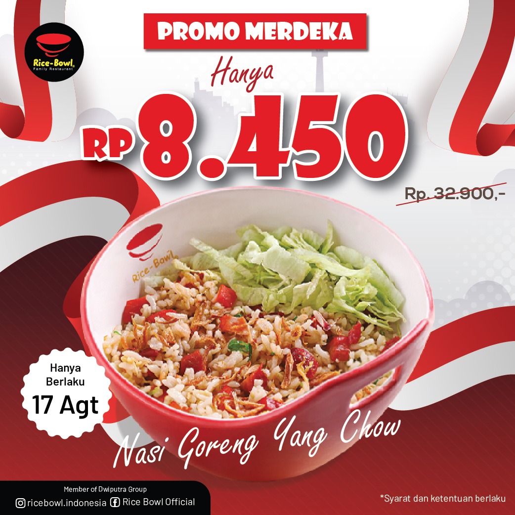 RICE BOWL Promo MERDEKA NASI GORENG YANG CHOW Cuma Rp 8.450