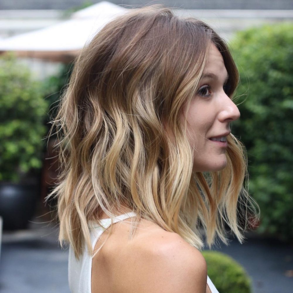 blonde bob with ombre color