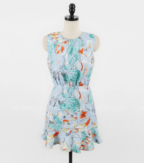 Tropical Pastel Print Dress