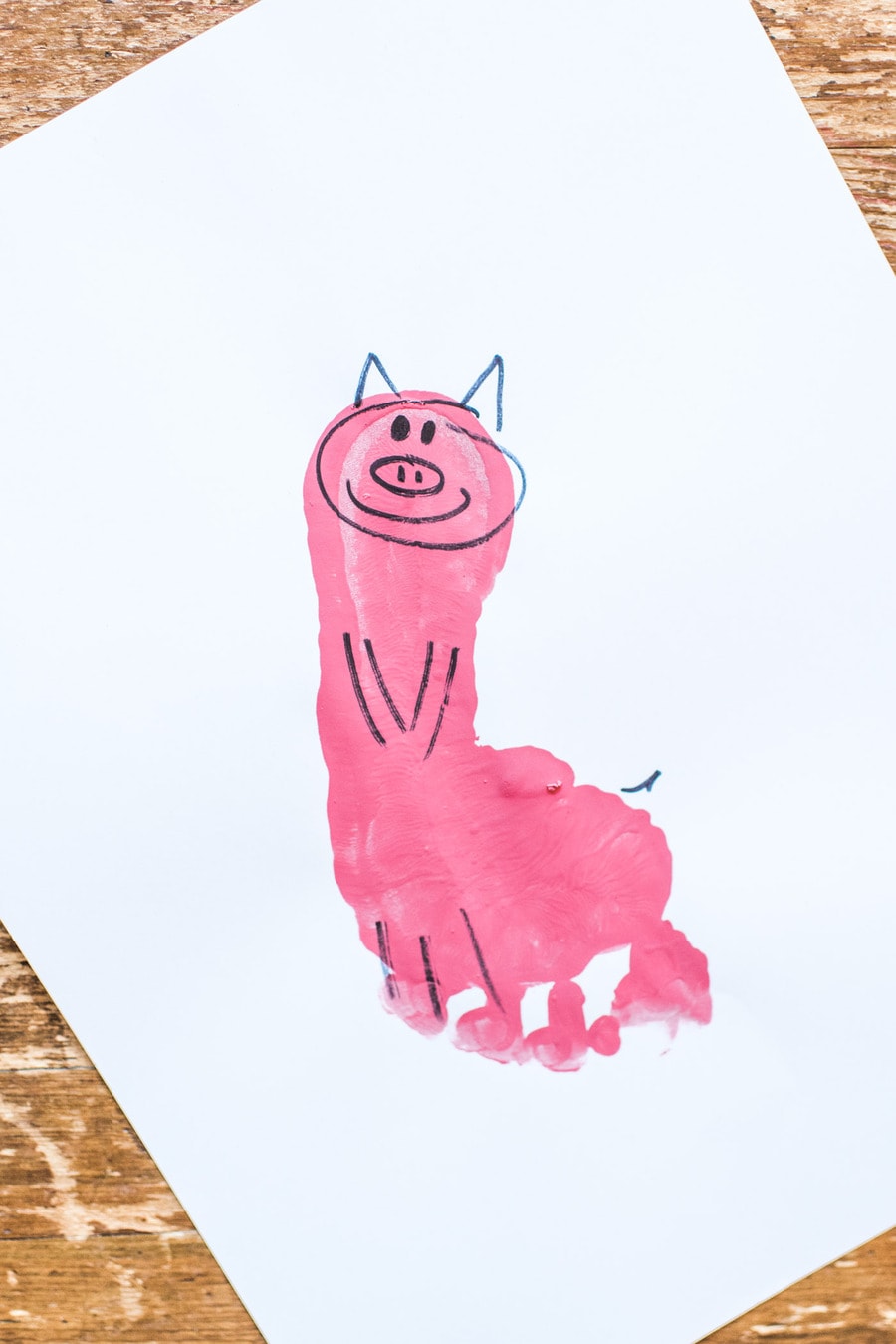 pig footprint craft - farm animal footprint art