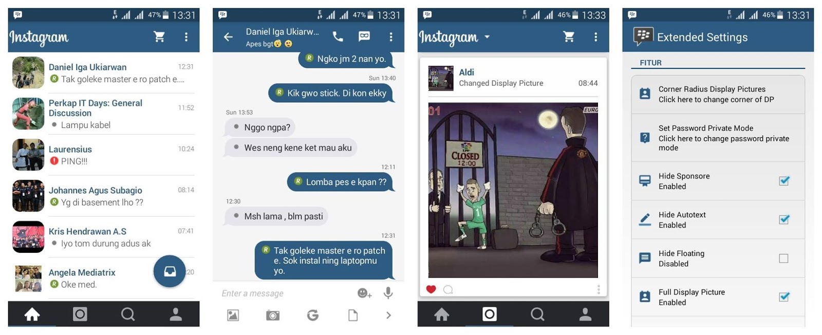 BBM MOD Tema Instagram Versi 2.9.0.51 Apk Free Stiker