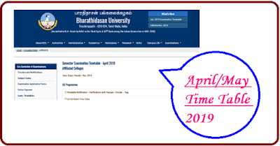 BDU Time Table April 2019