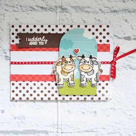 Sunny Studio Stamps: Miss Moo Barnyard Buddies Build-A-Tag Background Basics Fancy Frames Punny Card by Lexa Levana 