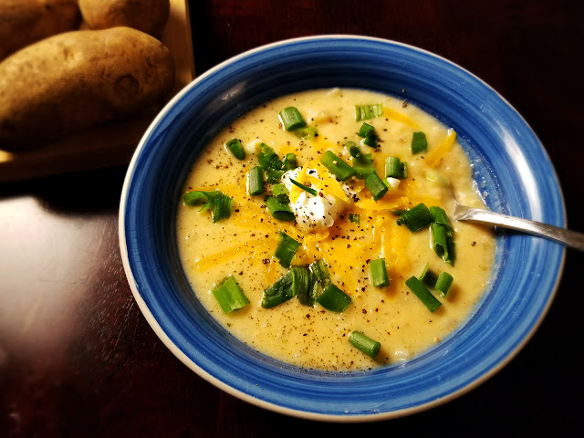 Cheesy potato soup with secret cauliflower