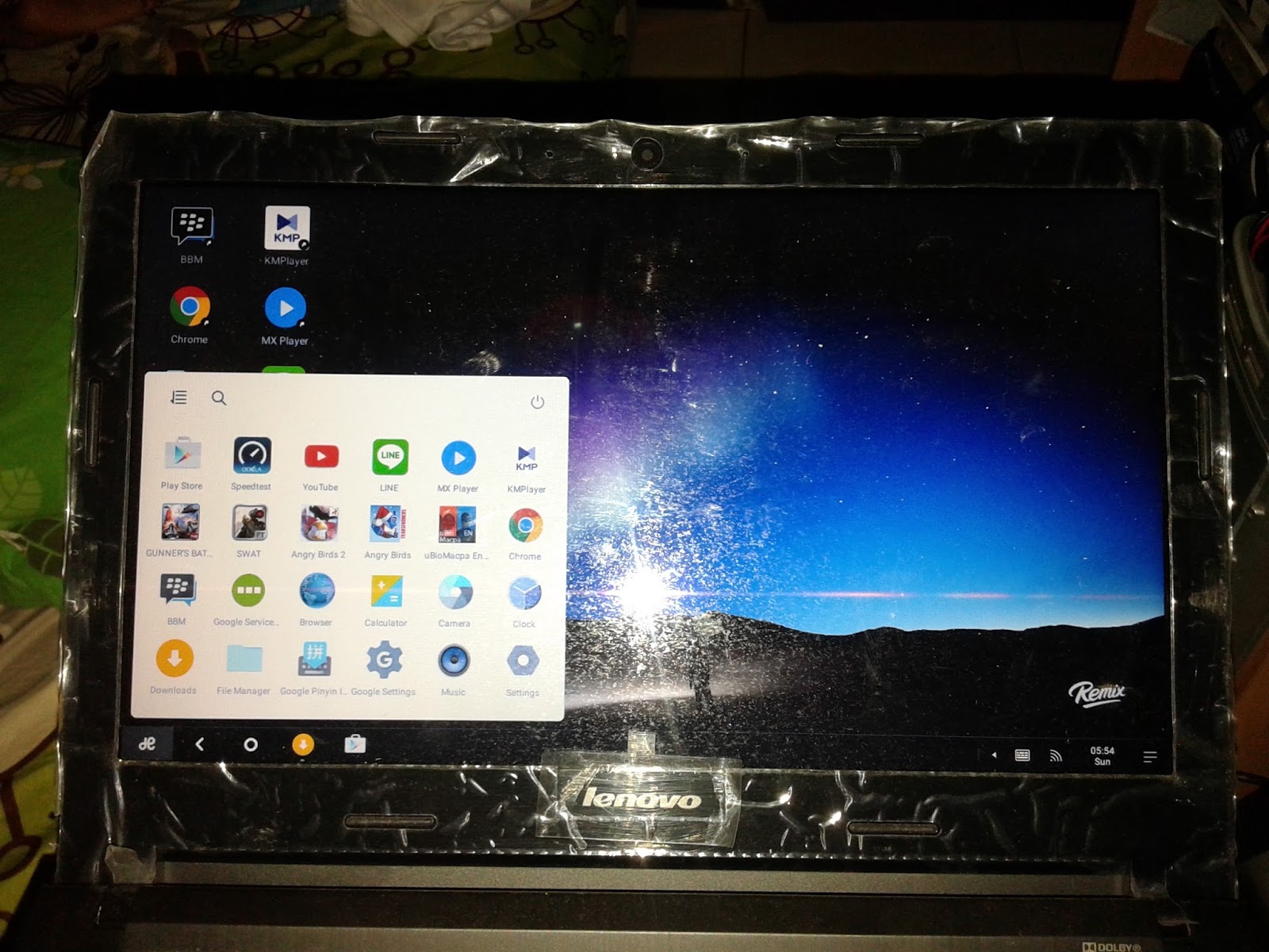 Contoh Remix OS yang sudah berhasil di Install di Laptop spec Core i5 memory 4 gb